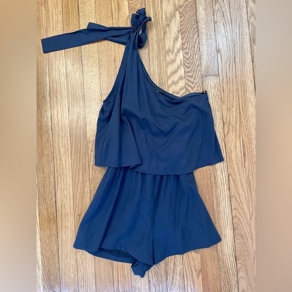Lulus Navy Destined For Chicness One Shoulder Romper - Picture 3 of 5